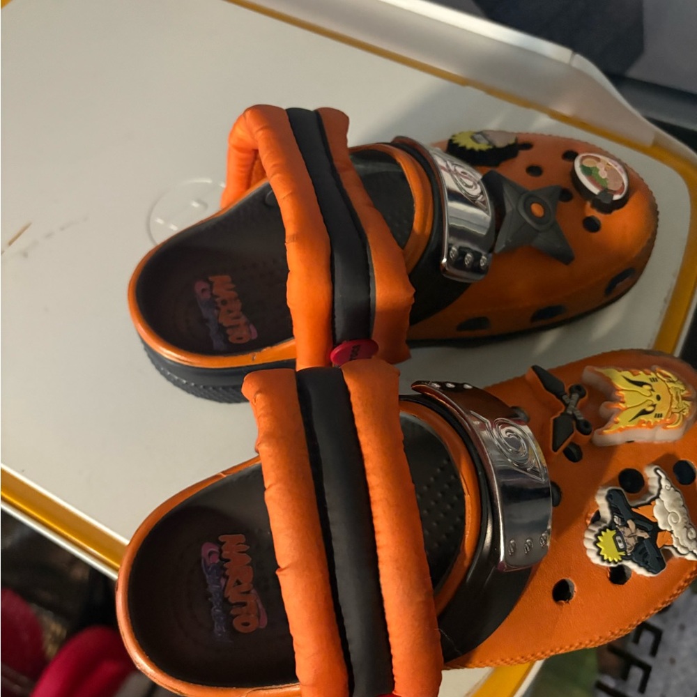 CROCS Orange Kids Sneakers with Fun Cartoon Accents